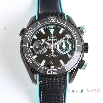 High Quality Replica OMEGA Seamaster Planet Ocean 2-Tone 904 stainless steel Rubber Strap Black Face Dial Black Bezel Fashion Watch 45.5mm